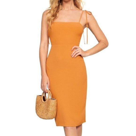 Reformation Jasper Crepe Dress in Goldenrod 8 NWT